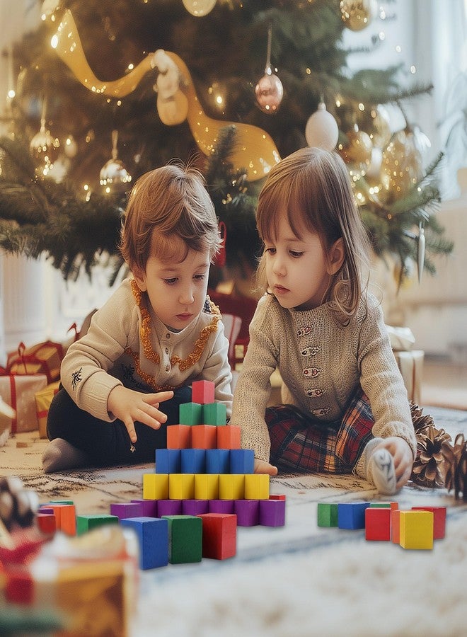 Offelec 108 Pack 1 Inch Wooden Blocks, 6 Colors STEM Math Sorting Toys, Wood Building & Stacking Blocks for Toddlers, Classroom Learning Wooden Cube Blocks, Creative Play & DIY Craft for Kids Ages 3+ - Image 5